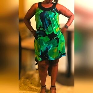 EN FOCUS WOMEN ABTRACT SLEEVELESS DRESS | Size 14W